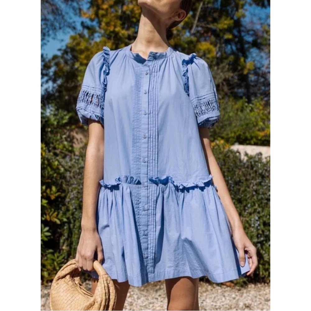 Cleobella Dolly Mini Dress Periwinkle Summer Beach Dress Nantucket Cape Cod L